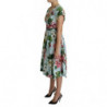 Abito con scollo a V a maniche corte floreale verde - IT38-XS