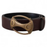 Cintura ovale metallo logo dorato pelle marrone - 90 CM / 36 INCHES