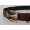 Cintura ovale metallo logo dorato pelle marrone - 90 CM / 36 INCHES