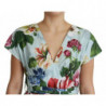 Abito con scollo a V a maniche corte floreale verde - IT38-XS