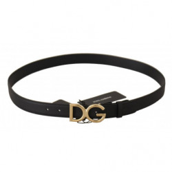 Cintura fibbia vita logo DG metallo dorato pelle nera - 85 CM / 34