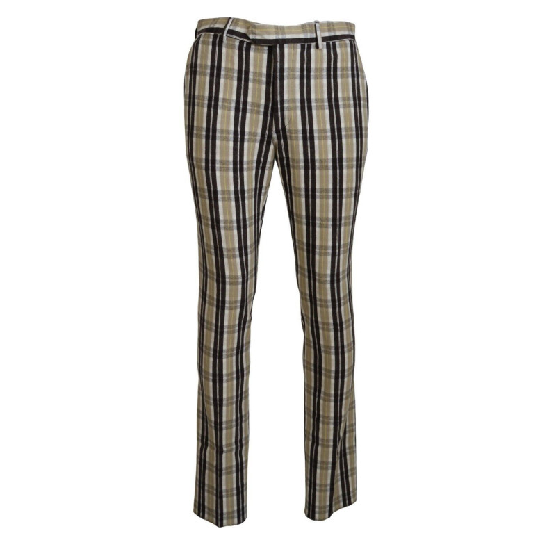 Pantaloni da uomo dal taglio dritto cotone quadri multicolor - IT46