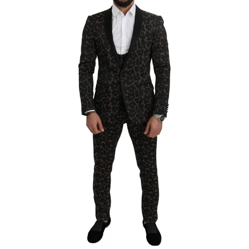 Abito da smoking slim in 3 pezzi floreale nero - IT48 - M