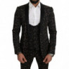 Abito da smoking slim in 3 pezzi floreale nero - IT48 - M