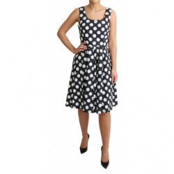 Abito a trapezio in cotone nero a pois - IT44-L