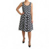 Abito a trapezio in cotone nero a pois - IT44-L