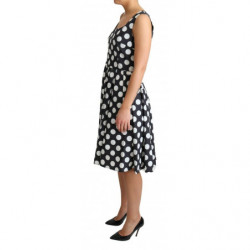 Abito a trapezio in cotone nero a pois - IT44-L
