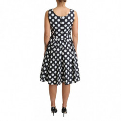 Abito a trapezio in cotone nero a pois - IT44-L