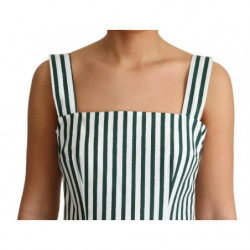 Abito a trapezio in cotone a righe verdi - IT40-S
