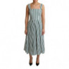 Abito a trapezio in cotone a righe verdi - IT44-L