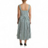 Abito a trapezio in cotone a righe verdi - IT44-L
