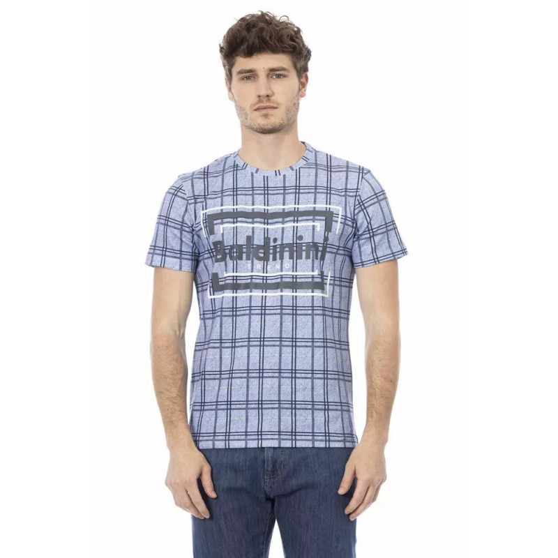 T-shirt in cotone azzurro - L