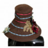 Cappello floreale in paglia lavorata a maglia marrone - 57 CM-S