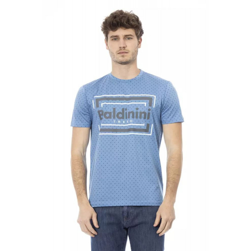 T-shirt in cotone azzurro - L