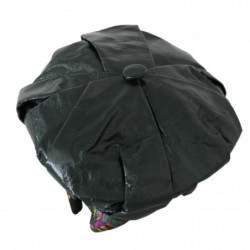 Cappello berretto stampa floreale pelle agnello nera - 57 CM-S
