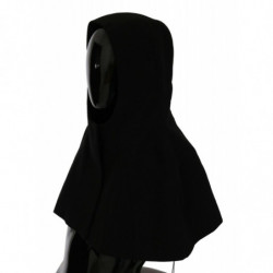 Cappello sciarpa con cappuccio a testa intera in lana nera - 57 CM-S