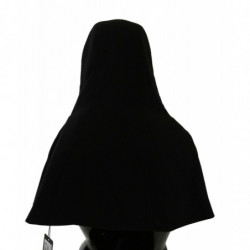 Cappello sciarpa con cappuccio a testa intera in lana nera - 57 CM-S