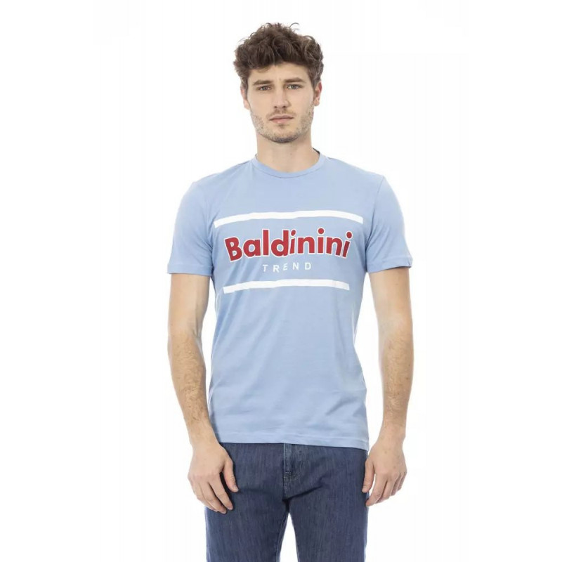 T-shirt in cotone azzurro - L
