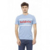 T-shirt in cotone azzurro - L