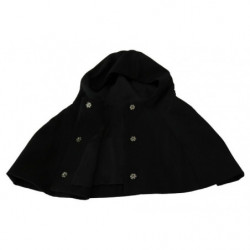 Cappello sciarpa con cappuccio a testa intera in lana nera - 57 CM-S