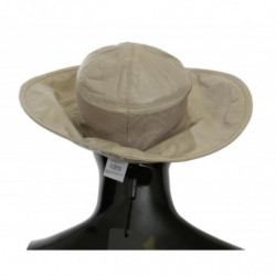 Cappello Panama a tesa larga in pelle di agnello 100% beige - 57 CM-S
