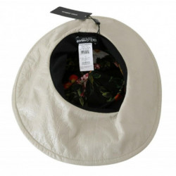 Cappello Panama a tesa larga in pelle di agnello 100% beige - 57 CM-S