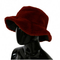 Cappello secchiello tesa larga pelliccia rossa bordeaux - 58 CM-M