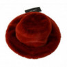 Cappello secchiello tesa larga pelliccia rossa bordeaux - 58 CM-M