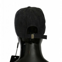 Cappellino con motivo a cuore ricamato in denim blu - 57 CM-S