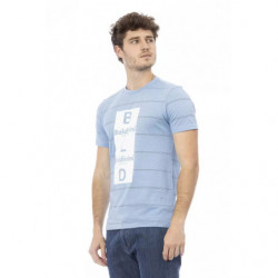 T-shirt in cotone azzurro - L