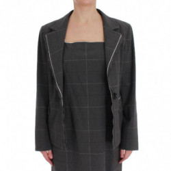 Completo completo blazer in cotone a quadretti grigio - IT50 - XXL