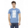 T-shirt in cotone azzurro - L