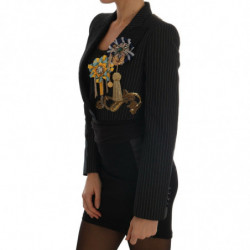 Giacca blazer da fiaba in cristallo nero - IT38-XS