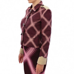 Giacca viola con blazer e trench a quadri - S