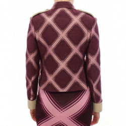 Giacca viola con blazer e trench a quadri - S