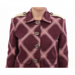 Giacca viola con blazer e trench a quadri - S