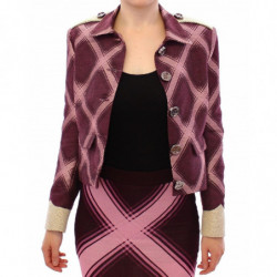 Giacca viola con blazer e trench a quadri - S