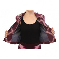 Giacca viola con blazer e trench a quadri - S