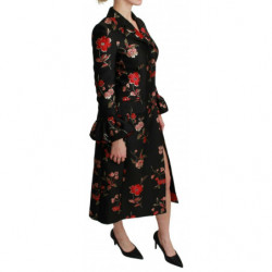 Cappotto da giacca ricamato floreale nero - IT40-S