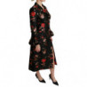 Cappotto da giacca ricamato floreale nero - IT40-S