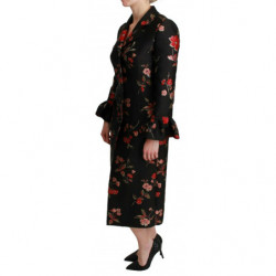 Cappotto da giacca ricamato floreale nero - IT40-S