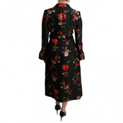 Cappotto da giacca ricamato floreale nero - IT40-S