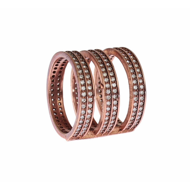 Anello rosa con CZ trasparente in oro 925 argento - EU55 - US7,5
