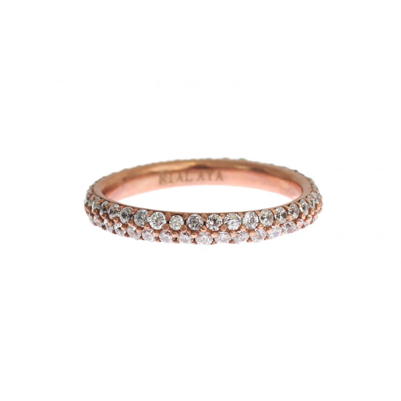 Anello in oro rosa 925 argento con zirconi trasparenti - EU57 - US8,5
