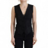 Top senza maniche con bottoni in broccato nero - IT40-S