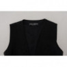 Top senza maniche con bottoni in broccato nero - IT40-S