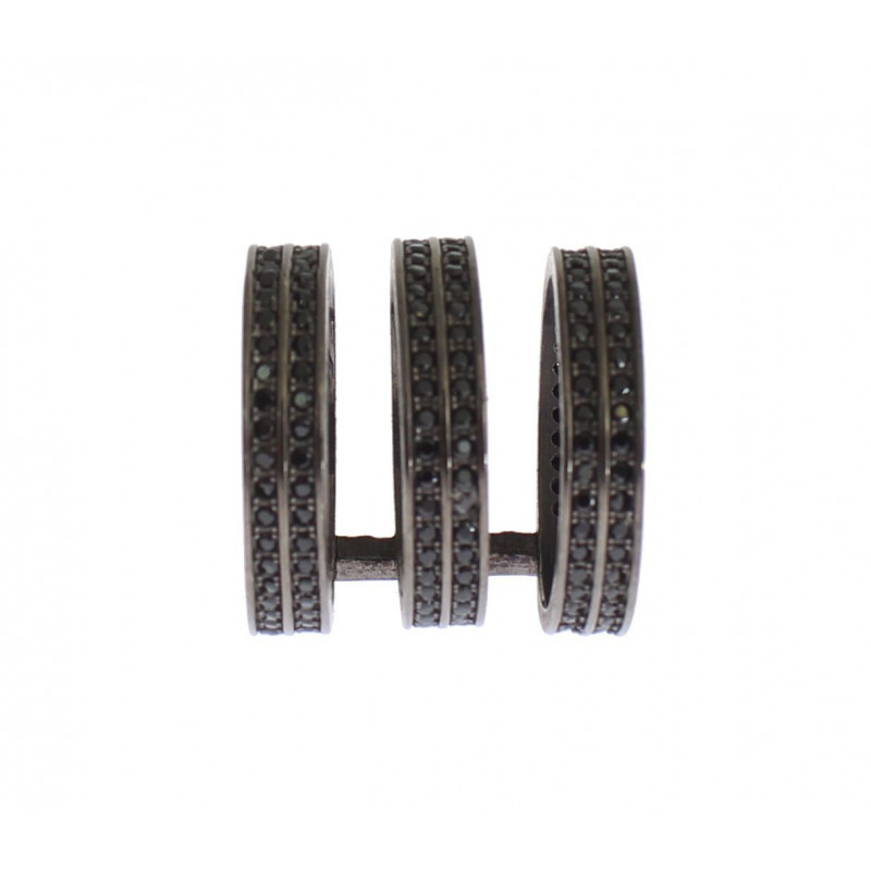 Anello in argento 925 rodiato nero CZ - EU50 - US5