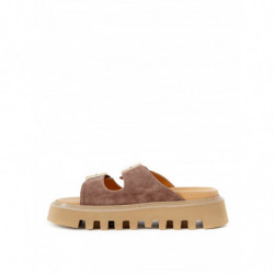 Pantofola 'Buckles' sandalo pelle scamosciata marrone - EU40/US10