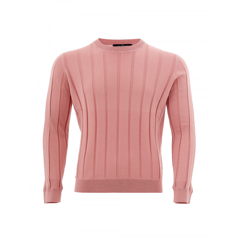 Maglione Rosa a Coste Piatte in Misto Seta - IT50 - L