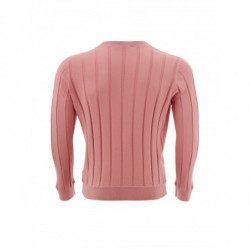 Maglione Rosa a Coste Piatte in Misto Seta - IT50 - L